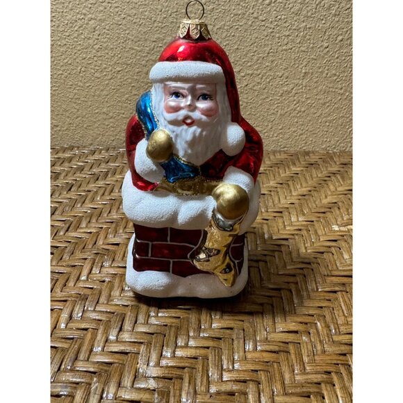 Vintage Poland Santa Claus Blown Glass Christmas Ornament - Picture 1 of 7